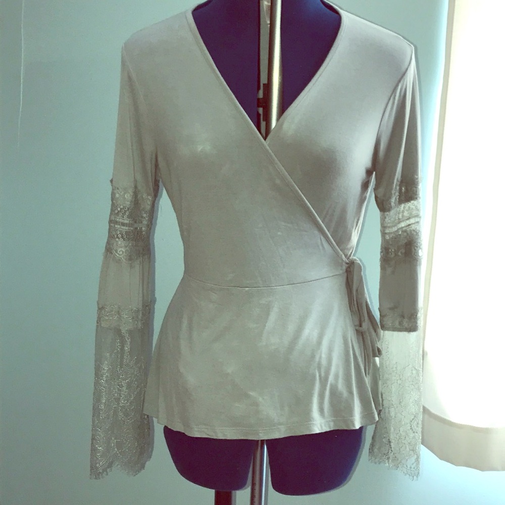 Mint Green Lacey Wrap Blouse